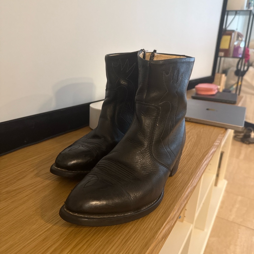 Vintage Tony Lama Black Leather Men’s Western Ankle Boot 10.5W - Made in USA